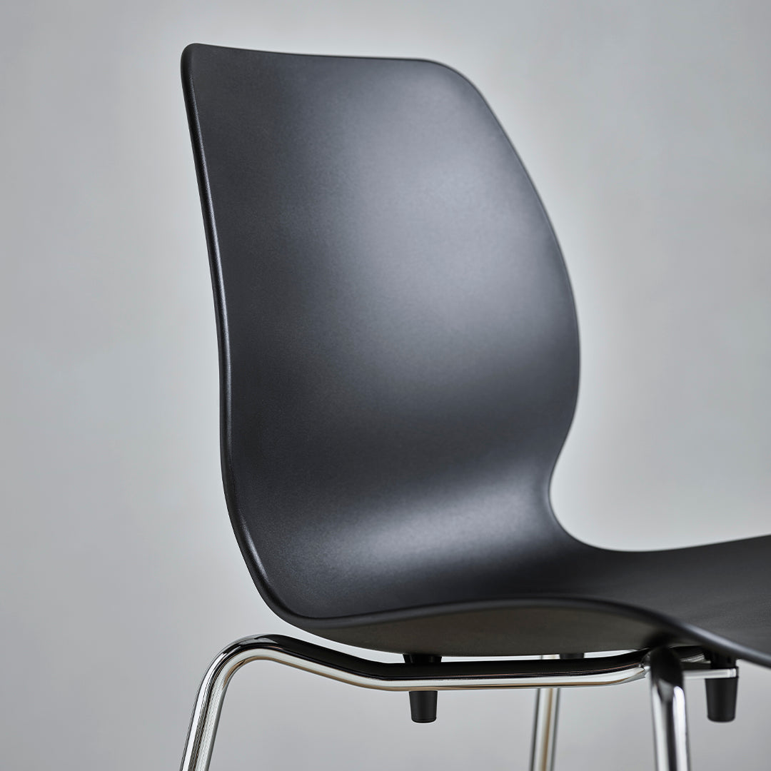 Seed Counter Chair - Upholstered - Steel Base, Black Lacquered