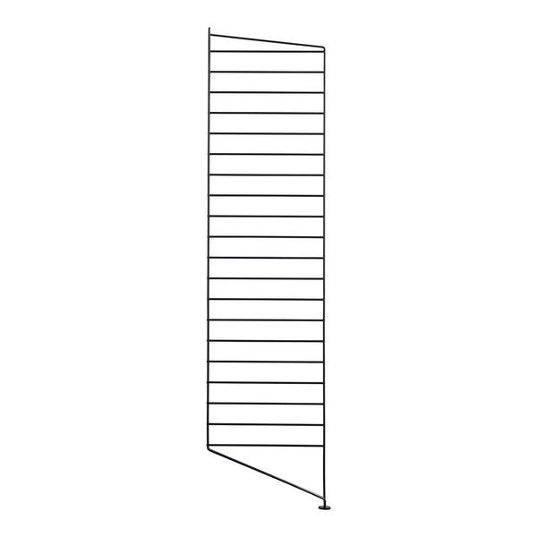 Gray metal wall-mounted rack with a sleek, modern design and horizontal bars for storage.