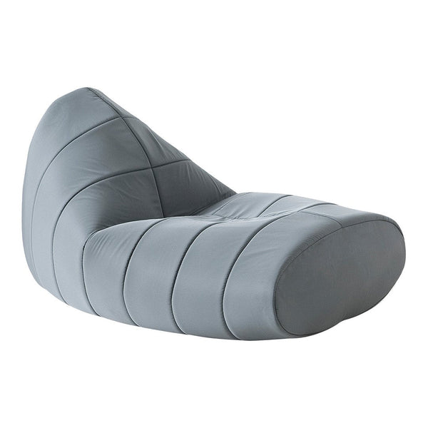 Light gray bean bag chair with sleek, smooth curves and subtle stitched detailing. Perfect for modern decor.
