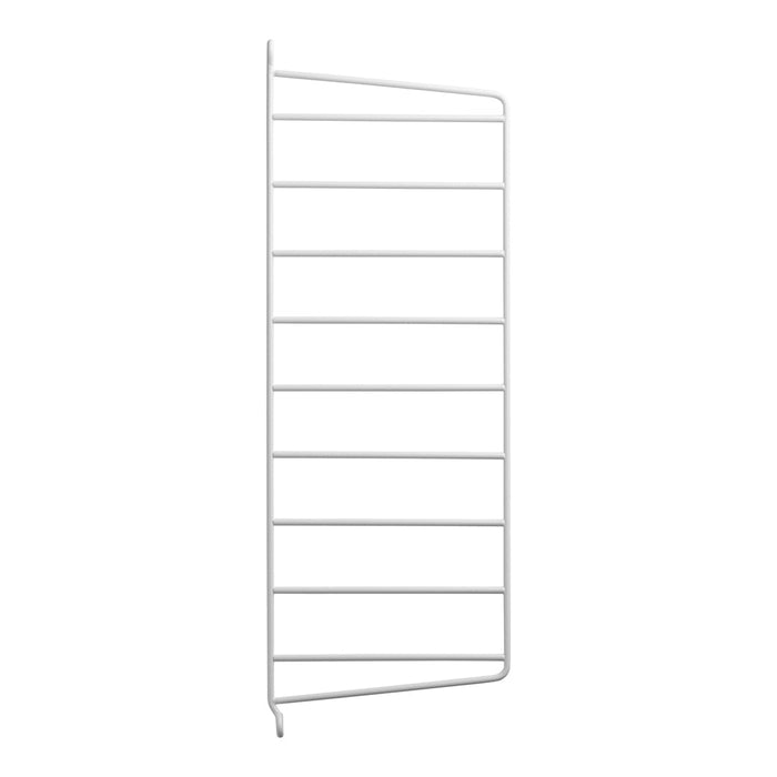 White vertical organizer with horizontal lines, sleek design and minimalist style for efficient storage solutions.