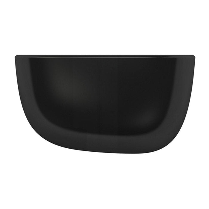 "Glossy black bowl with a smooth, modern design featuring soft curves."