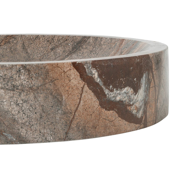Brown marble bowl featuring earthy tones and intricate veining patterns. Elegant and modern design for any decor.