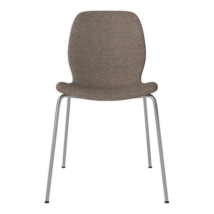 Brown textured chair with sleek silver legs, ideal for modern decor and versatile seating.
