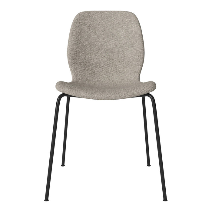 Light gray textured upholstery with sleek black metal legs. Modern and minimalist design ideal for any space.