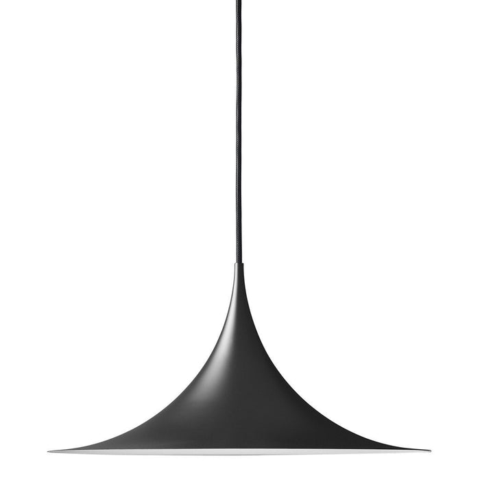 Sleek black pendant lamp with a smooth, modern silhouette, ideal for contemporary decor.