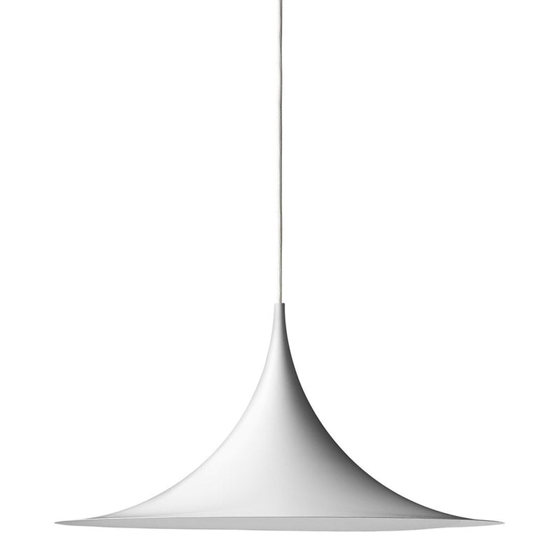 Sleek white pendant lamp with a smooth, minimalist design and elegant curved silhouette. Perfect for modern decor.