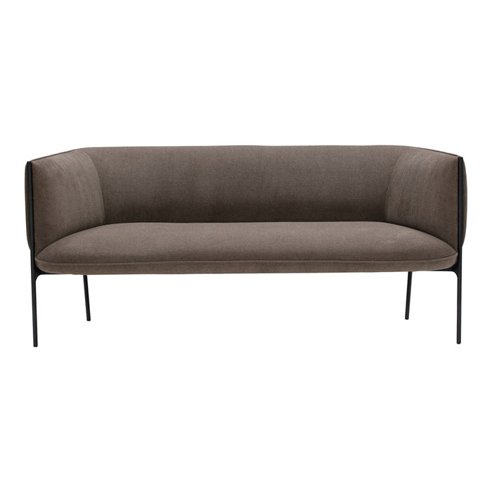 Stylish gray sofa with minimalist design and sleek black legs, perfect for modern decor.