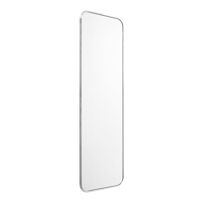 Full-length mirror with a sleek silver frame and minimalist design, perfect for modern decor.
