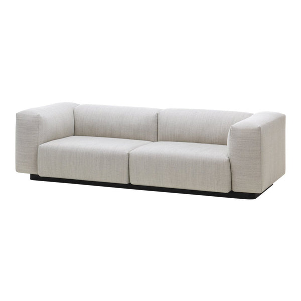 Modern light gray sofa with a sleek, minimalist design and soft texture. Ideal for contemporary living spaces.