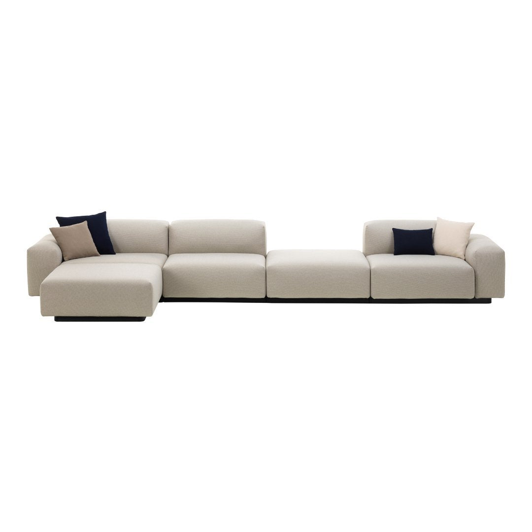 Soft Modular Four-Seater Sofa with Chaise and Middle Platform