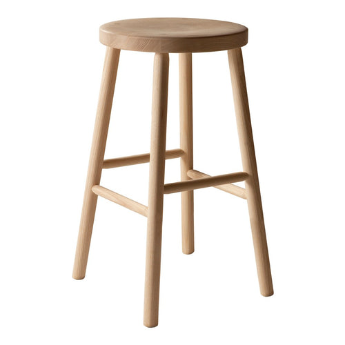 Natural wood bar stool with a smooth, light finish and simple, minimalist design. Perfect for modern interiors.