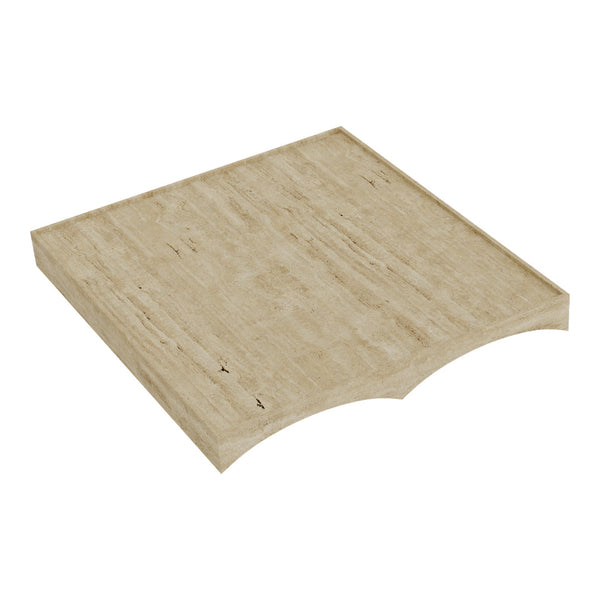 Light beige square plate with a subtle wood grain texture and rounded edges, showcasing natural tones and simple design.