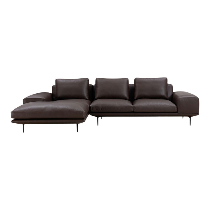 Brown leather rectangular pillow with a smooth, sleek finish. Ideal for modern decor.