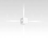White minimalist cube with soft light rays, blending seamlessly into a clean, white background. Ideal for modern decor.