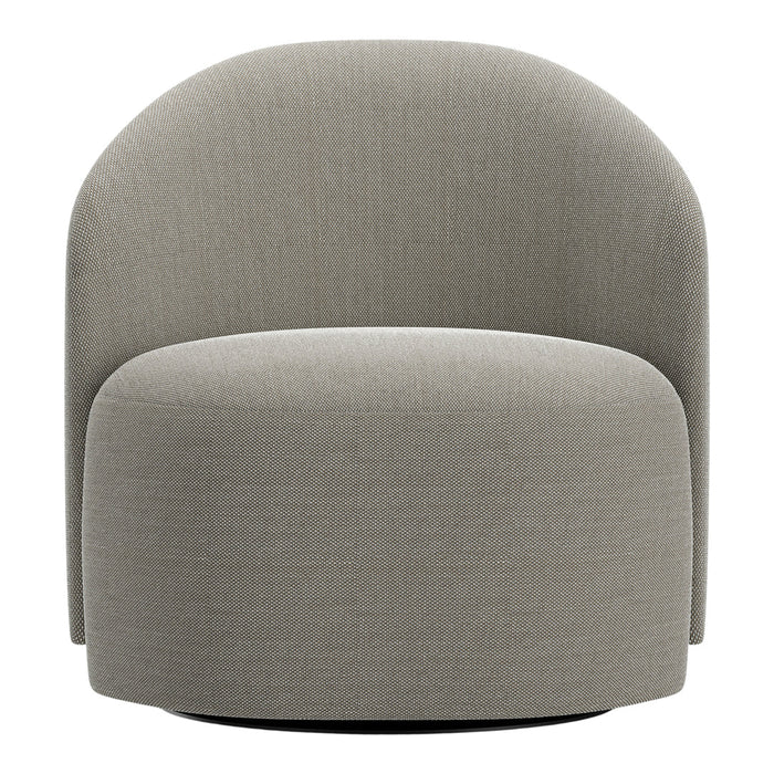 Light gray upholstered accent chair with a smooth, textured pattern and rounded silhouette. Perfect for modern decor.