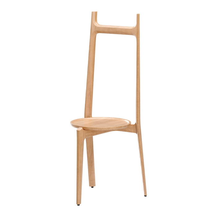 Light natural wood chair with smooth, minimalistic design and sleek lines. Perfect for modern decor.