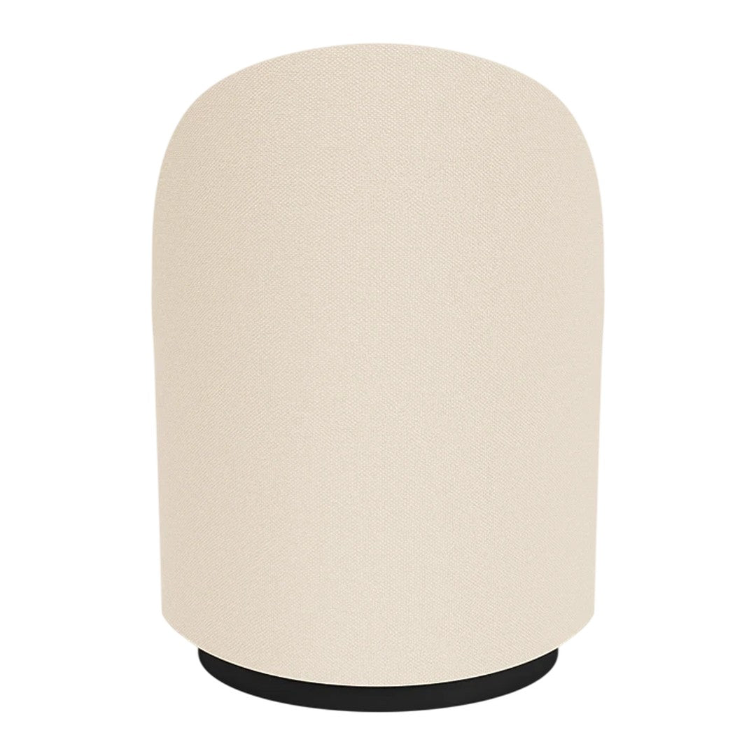 Beige cylinder lamp with a smooth surface and a black base, perfect for modern decor. Simple and elegant design.