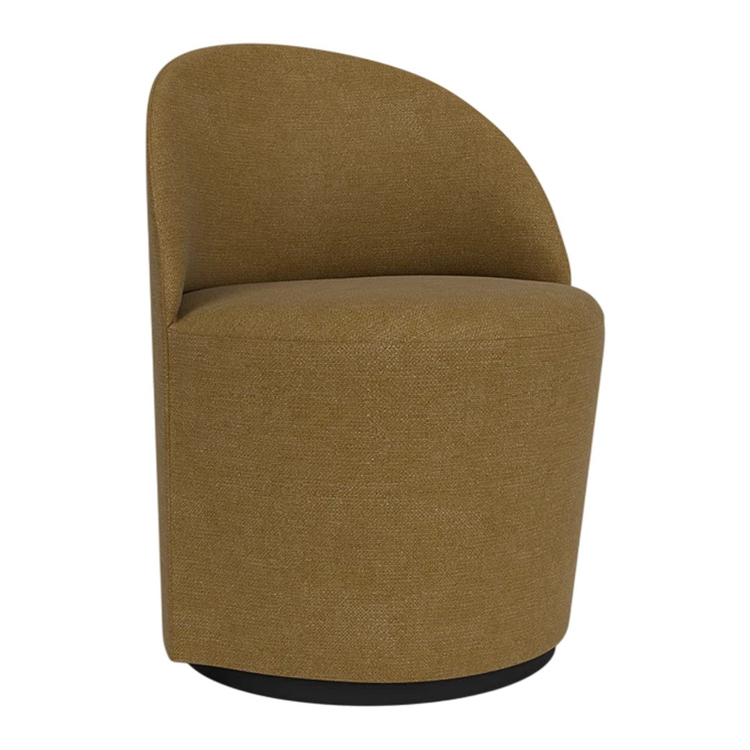 Stylish brown modern accent chair with curved design and soft textured fabric, perfect for contemporary decor.