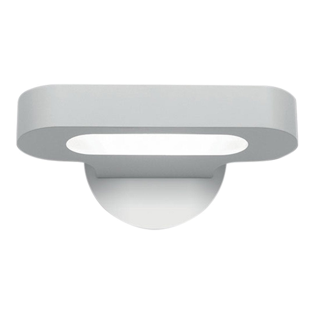 Sleek modern wall light in a smooth, matte white finish with a contemporary oval design.