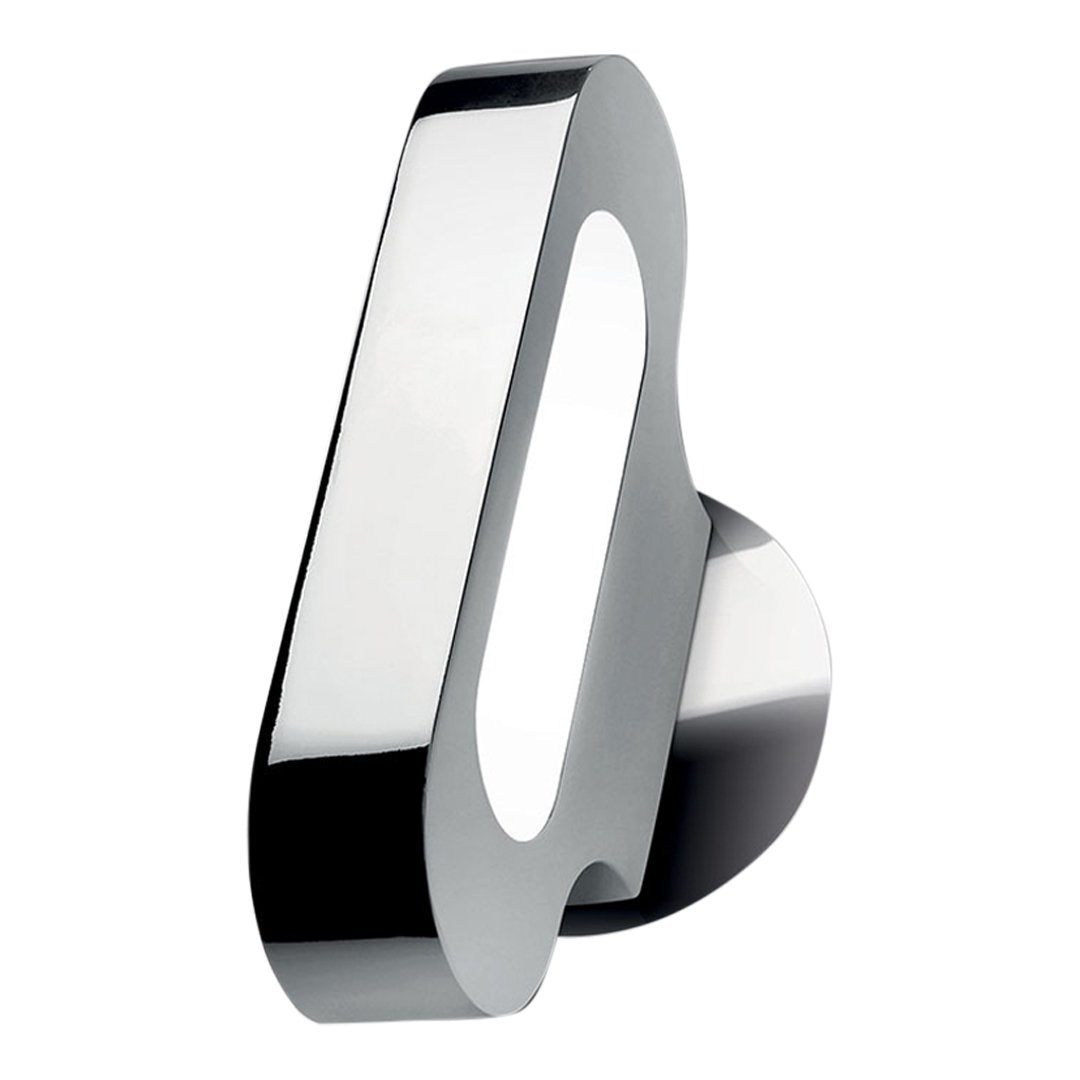 Sleek chrome sculpture with a polished finish and smooth, flowing contours. Ideal for modern decor.