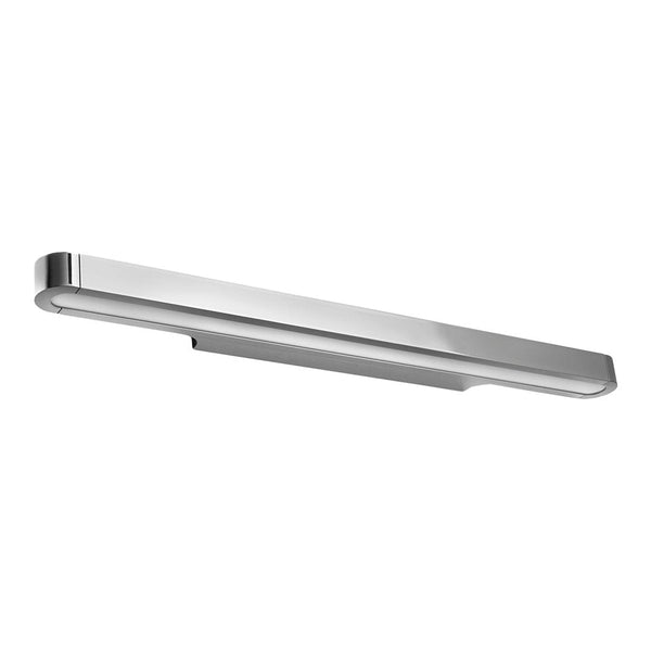 Sleek silver linear light bar with a modern, minimalist design and smooth, reflective finish. Perfect for contemporary spaces.