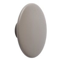 Oval-shaped knob in a soft, textured light gray finish, perfect for modern interior decor.