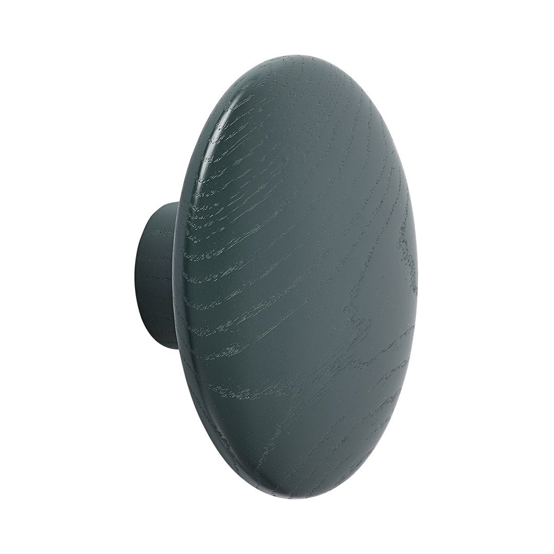 Round dark green knob with a smooth finish and subtle textured pattern, ideal for modern decor styles.
