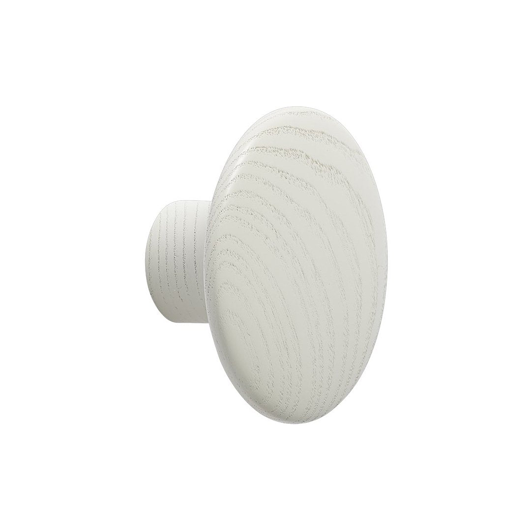 White oval knob with subtle wood grain texture, perfect for modern cabinetry and furniture accents.