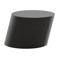 Sleek black cylindrical pedestal with a matte finish and smooth, angled design. Perfect for modern decor.
