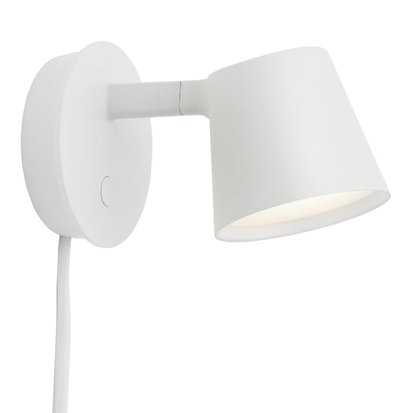 White wall lamp with a sleek, minimalist design and a smooth finish, perfect for contemporary decor.