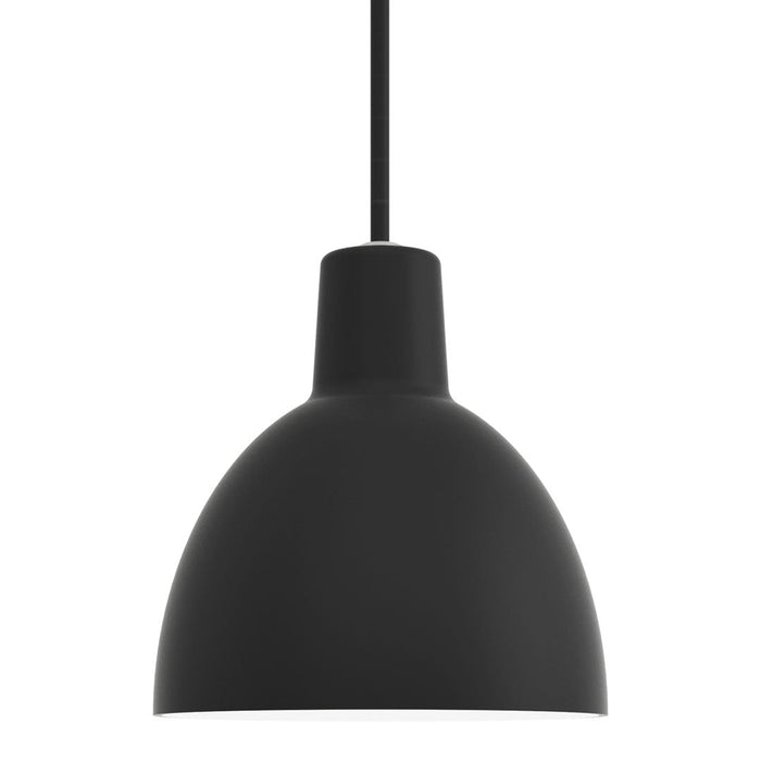 Modern black pendant lamp with a smooth matte finish and a minimalist design, perfect for contemporary decor.