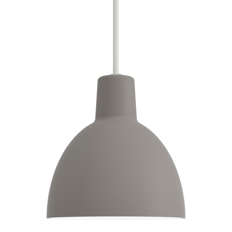 Gray matte pendant lamp with a smooth, rounded design and a white cord, perfect for modern interiors.
