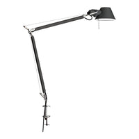 Black and chrome adjustable desk lamp with sleek, modern design and clean lines. Perfect for stylish workspaces.