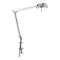 Modern silver architectural lamp with a sleek adjustable arm and minimalist design. Perfect for contemporary spaces.