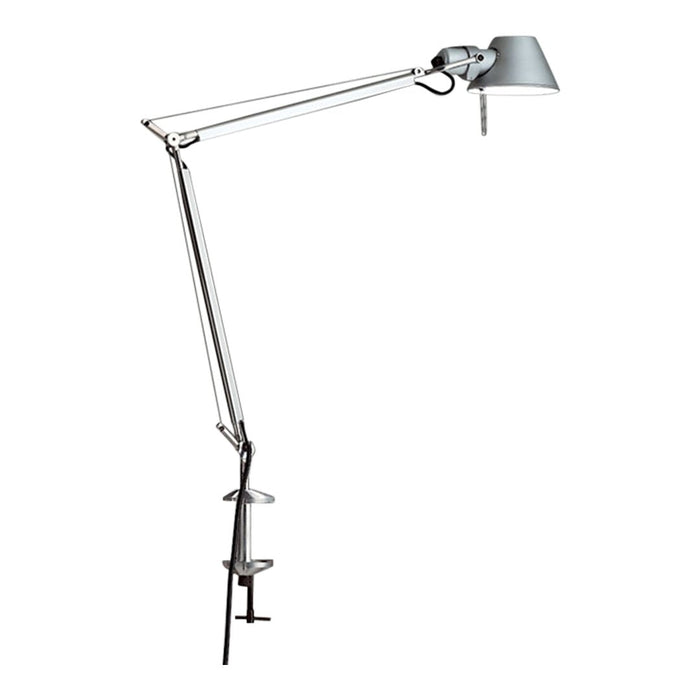 Modern silver architectural lamp with a sleek adjustable arm and minimalist design. Perfect for contemporary spaces.