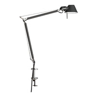 Adjustable desk lamp in sleek black finish with polished chrome accents and minimalist design. Perfect for modern interiors.