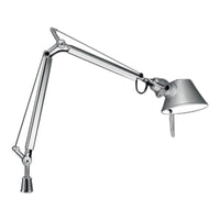 Sleek silver desk lamp with adjustable arms and a modern, minimalist design, perfect for stylish workspaces.