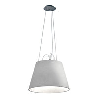 Modern gray pendant light with a minimalist design and smooth, round shape, accented by sleek metal details.