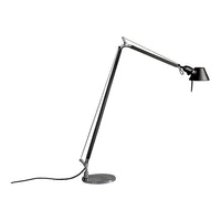 Sleek black and silver adjustable desk lamp with a modern minimalist design and smooth metallic finish.