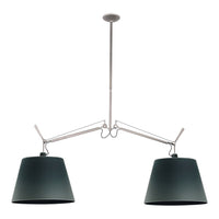 Green shade pendant light with a sleek silver finish and modern, minimalist design. Ideal for contemporary spaces.