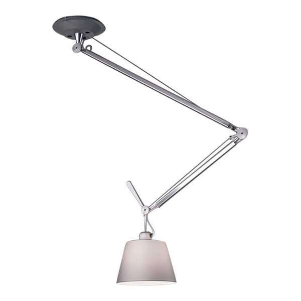 Stylish chrome ceiling lamp with a white shade and sleek modern design, perfect for contemporary decor.