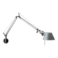 Silver adjustable lamp with a sleek metallic finish and simple shade design, featuring a minimalistic modern aesthetic.