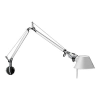 Articulating wall lamp with a sleek Chrome finish and a glossy white shade, featuring a minimalist design.