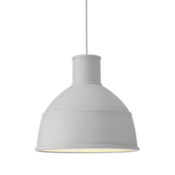 White pendant lamp with a sleek, modern design and smooth, matte finish. Soft light emission for a cozy atmosphere.