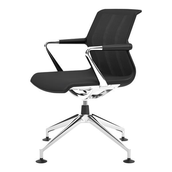 Black mesh office chair with chrome base and sleek modern design. Ideal for contemporary workspaces.
