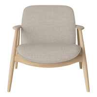 Soft beige upholstery with a subtle texture, complemented by light wood frame for a modern, minimalist look.