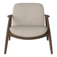 Light beige upholstery with a subtle texture, complemented by dark wood legs. Ideal for modern decor.