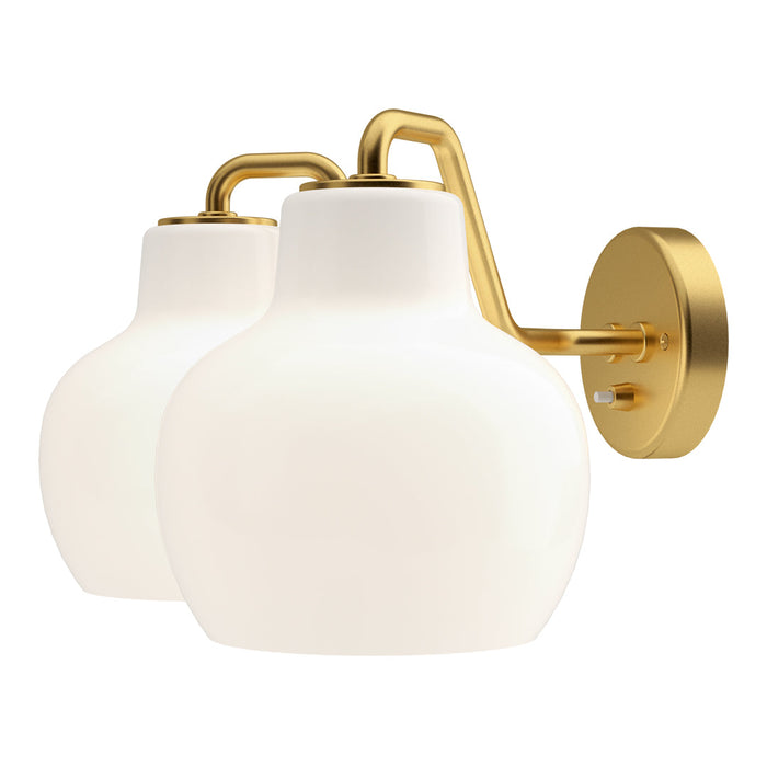 White glass shades with a sleek gold finish, featuring a modern and minimalist design for stylish illumination.