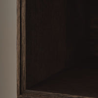 Dark wood grain interior with subtle pattern; rich brown tones and clean, minimalist edges. Perfect for modern decor.