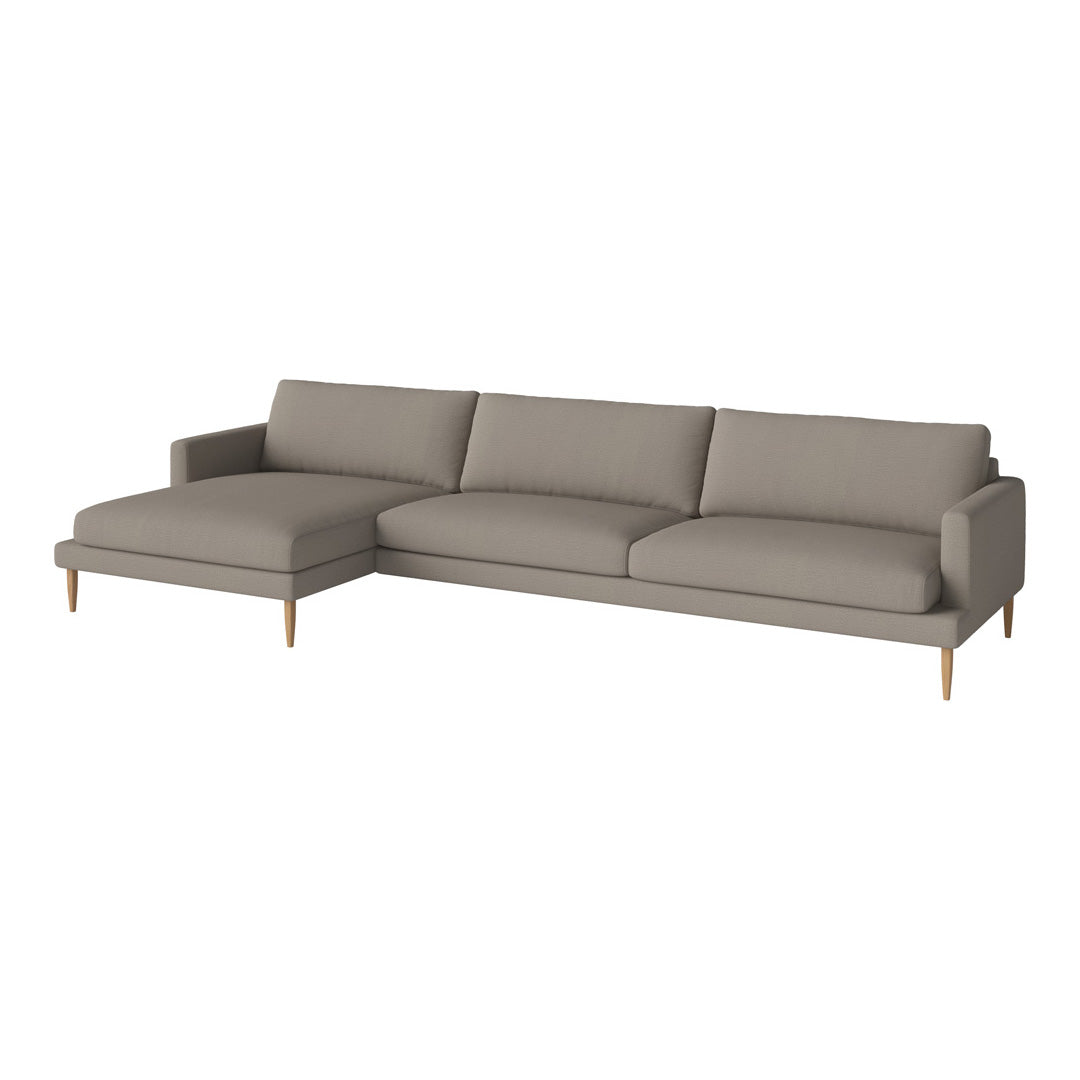 Stylish gray sectional sofa with clean lines and soft upholstery, featuring wooden legs for a modern touch.